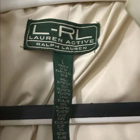 LAUREN-RALPH LAUREN Cream and Brown Puffer Jacket Size L